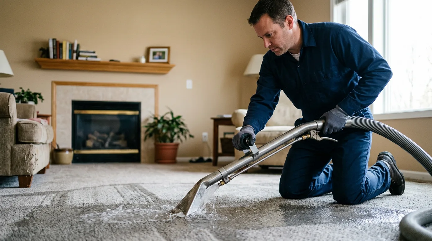 Water damage restoration technician working near Norton Shores, MI